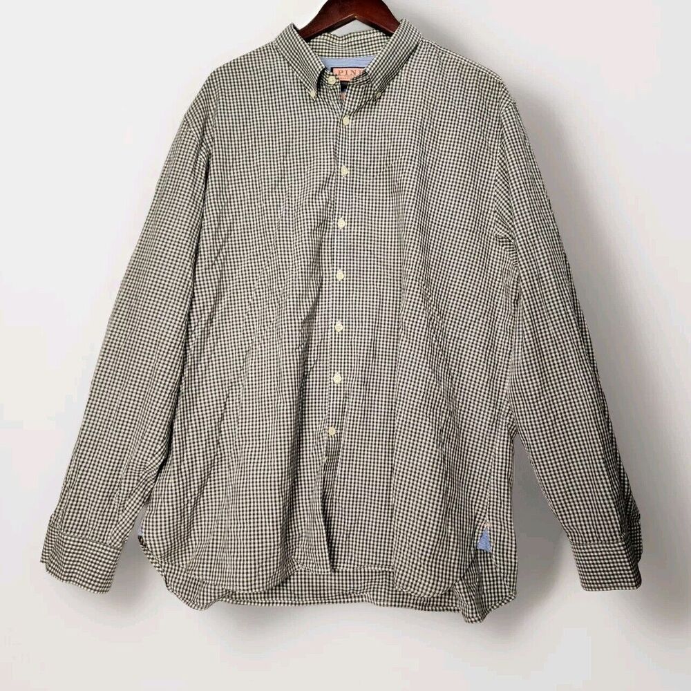 Thomas Pink Dress Shirt 18.5 / 47.5 Mens Striped Long Sleeve Button Down Shirt
